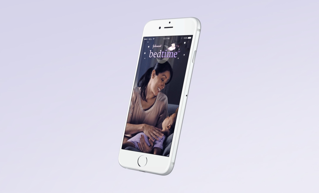 Teléfono con la aplicación  Baby Sleep de Bedtime® en la pantalla
